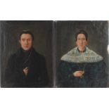 Paar Biedermeier Portrait - vornehme Dame und Herr um 1820/40, Öl/Leinwand, 2 Portraits um 1820/