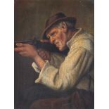 H. A. KLEIN, tätig um 1900, Portrait eines Jägers mit Flinte,Öl/Leinwand, doubliert, u. links