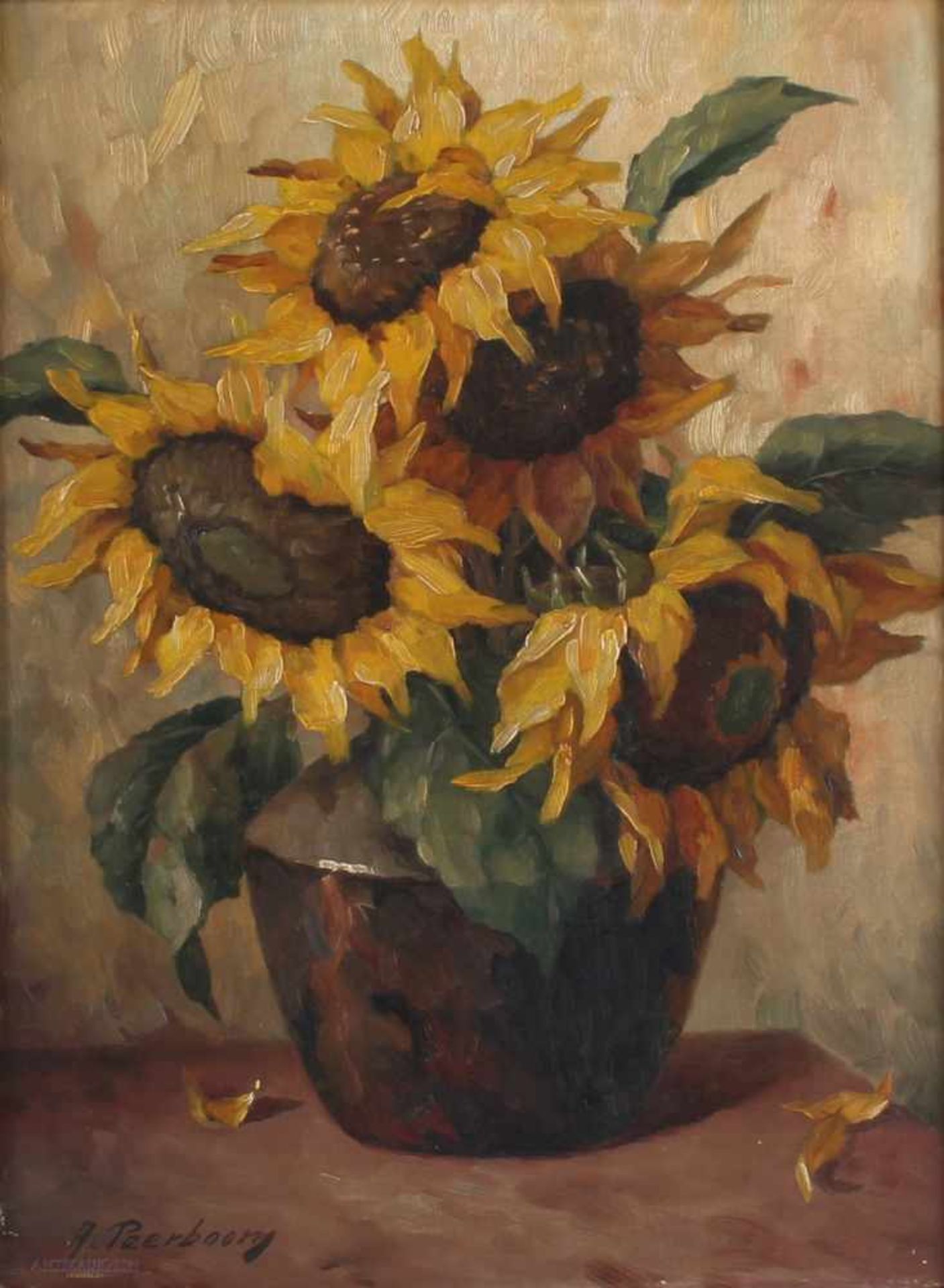 Alfons PEERBOOM (1882-1958) Blumenstillleben mit Sonnenblumen, Öl/Leinwand, tätig in Düsseldorf,