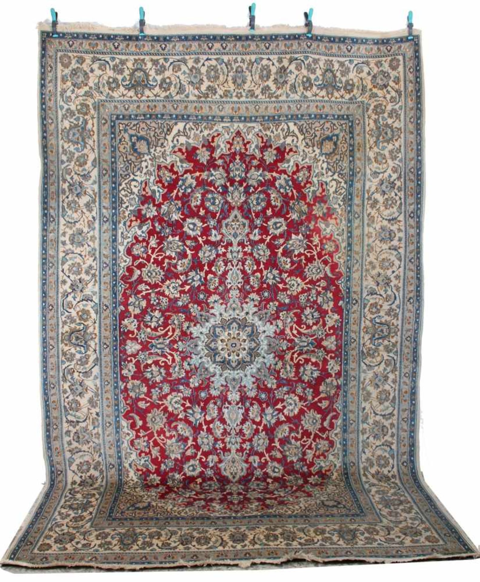 Großer Nain Teppich, Iran Wolle mit Seide,handgeknüpfter Teppich, Wolle mit Seide, 327 cm x 207