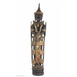 Großer stehender Holz Buddha Höhe 120 cm, Thailand Mitte 20. Jahrhundert stehender Holzbuddha