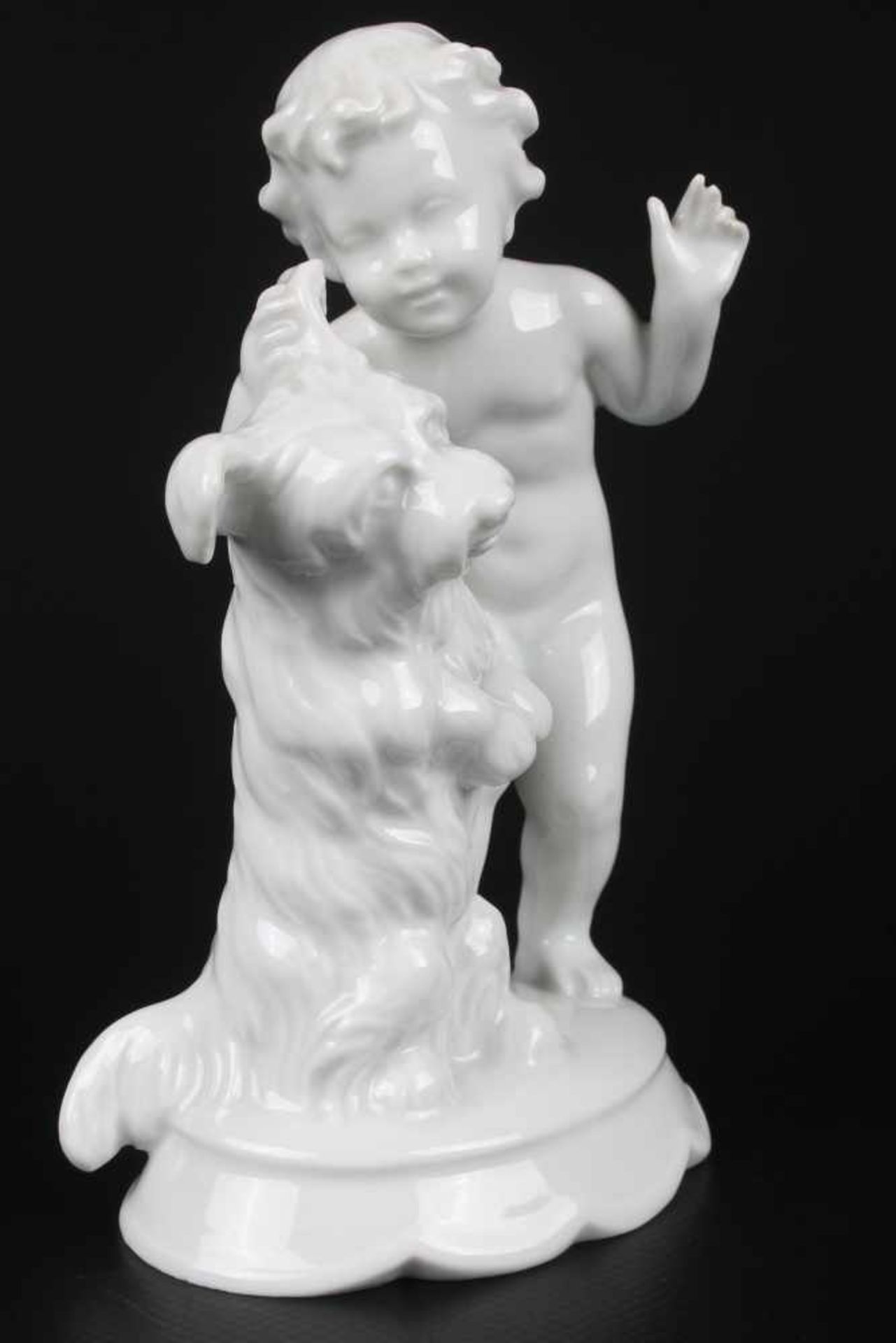 Rosenthal Art Deco Figur Putte mit Terrier, Porzellanskulptur, Entwurf von Hermann FRITZ (1873- - Bild 2 aus 6