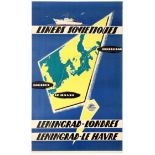 Travel Poster Intourist Soviet Cruise Lines Shipping USSR