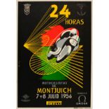 Sport Poster 24 Hours Montjuich Motorcycle Racing Midcentury Modern
