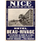 Travel Poster Nice Hotel Beau Rivage Riviera