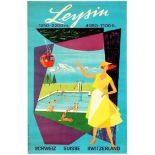 Travel Poster Leysin Switzerland Midcentury Maffeï