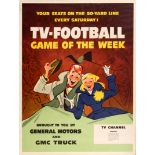 Advertising Poster TV American Football USA Midcentury