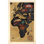 Travel Poster Sabena Airline Route Map Africa