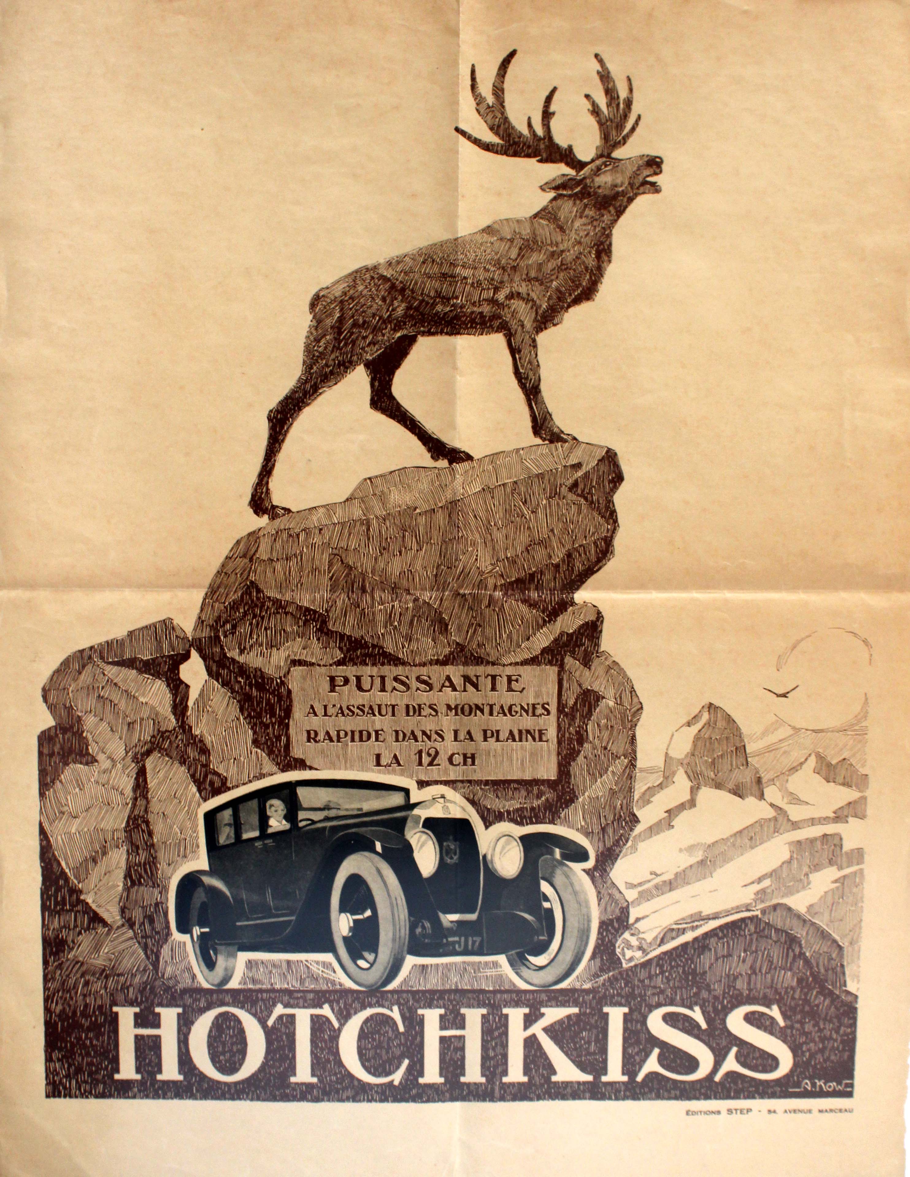 Advertising Poster Art Deco Hotchkiss Car France