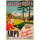 Travel Poster Aosta Valley Vallee D'Aoste Arpy Italy