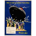 Advertising Poster French Line Cruise Shipping USA France Villemot