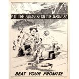 War Poster Anti Japan Squeeze Japanese WWII USA Home Front