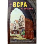 Travel Poster England BCPA Airline Qantas