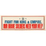 War Propaganda Poster WWI Fight for King and Empire UK Recruitment