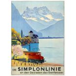 Travel Poster Simplon Line Lake Geneva Emil Cardinaux