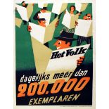 Advertising Poster Het Volk Newspaper Midcentury