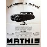 Advertising Poster Art Deco Car Mathis La 5CV