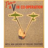 War Poster WWII USA UK War Cooperation Japan Air Force Bombers