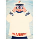 Travel Poster Hamburg Germany Sailor Binoculars