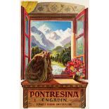 Pontresina Engadin Travel Poster Switzerland Thommen