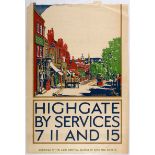 Travel Poster London Transport Highgate Oliver Burridge Tramways