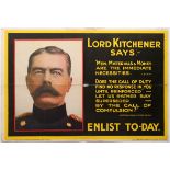 Propaganda poster WWI UK Recruitment Lord Kitchener Says