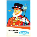 Travel Poster Sabena London Beafeeter Modernism