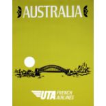 Travel Poster Australia UTA Airline Sydney Harbour Bridge