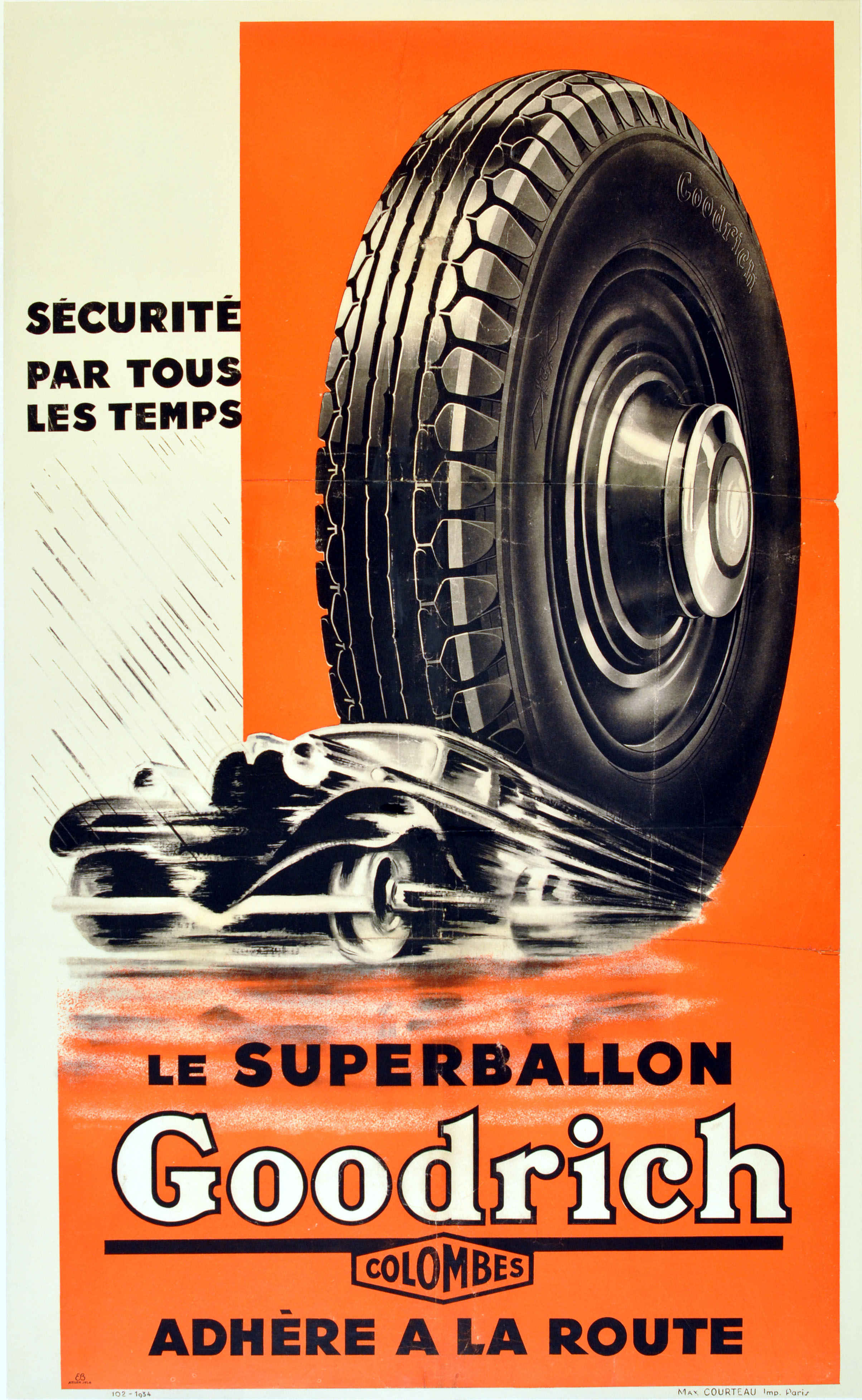 Advertising Poster Goodrich Car Tyres Art Deco