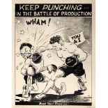 War Poster Anti Japan Keep Punching WWII USA Home Front