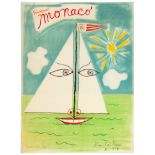 Travel Poster Monaco Monte Carlo Jean Cocteau Boat