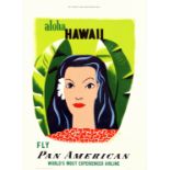 Travel Poster Aloha Hawaii Fly Pan American