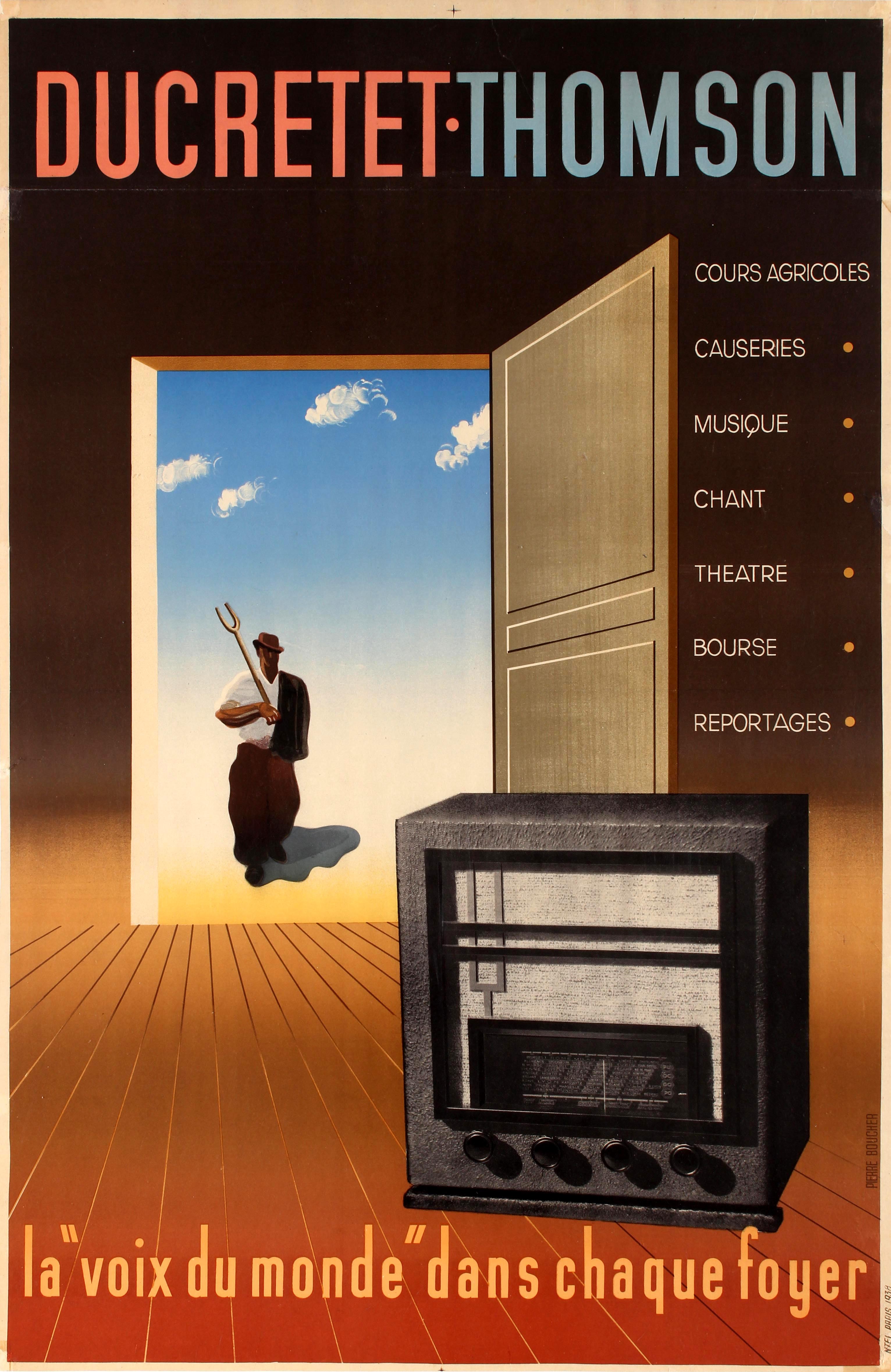 Advertising Poster Ducretet Thomson Radio Receiver Boucher Art Deco