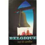 Travel Poster Belgium Bells Belgique Pays Carillons