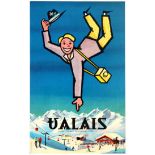 Travel Ski Poster Valais Switzerland Swiss Mountains