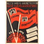 Propaganda poster Rote Hilfe Constructivism Communism Germany Denmark