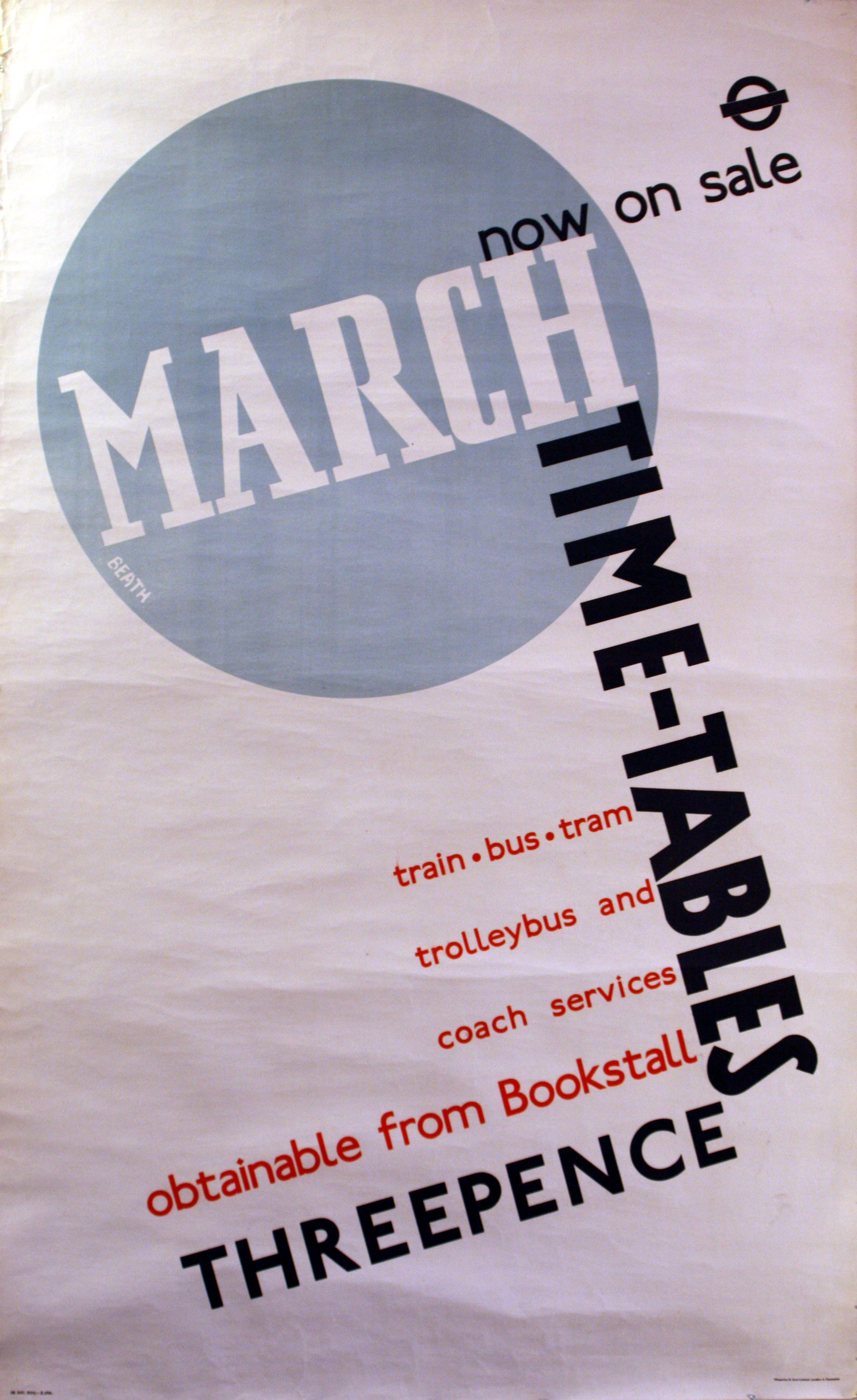 Advertising Poster LT London Transport March Timetables Modernism