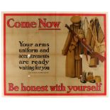 Propaganda Poster WWI War Come Now Be Honest Recruitment