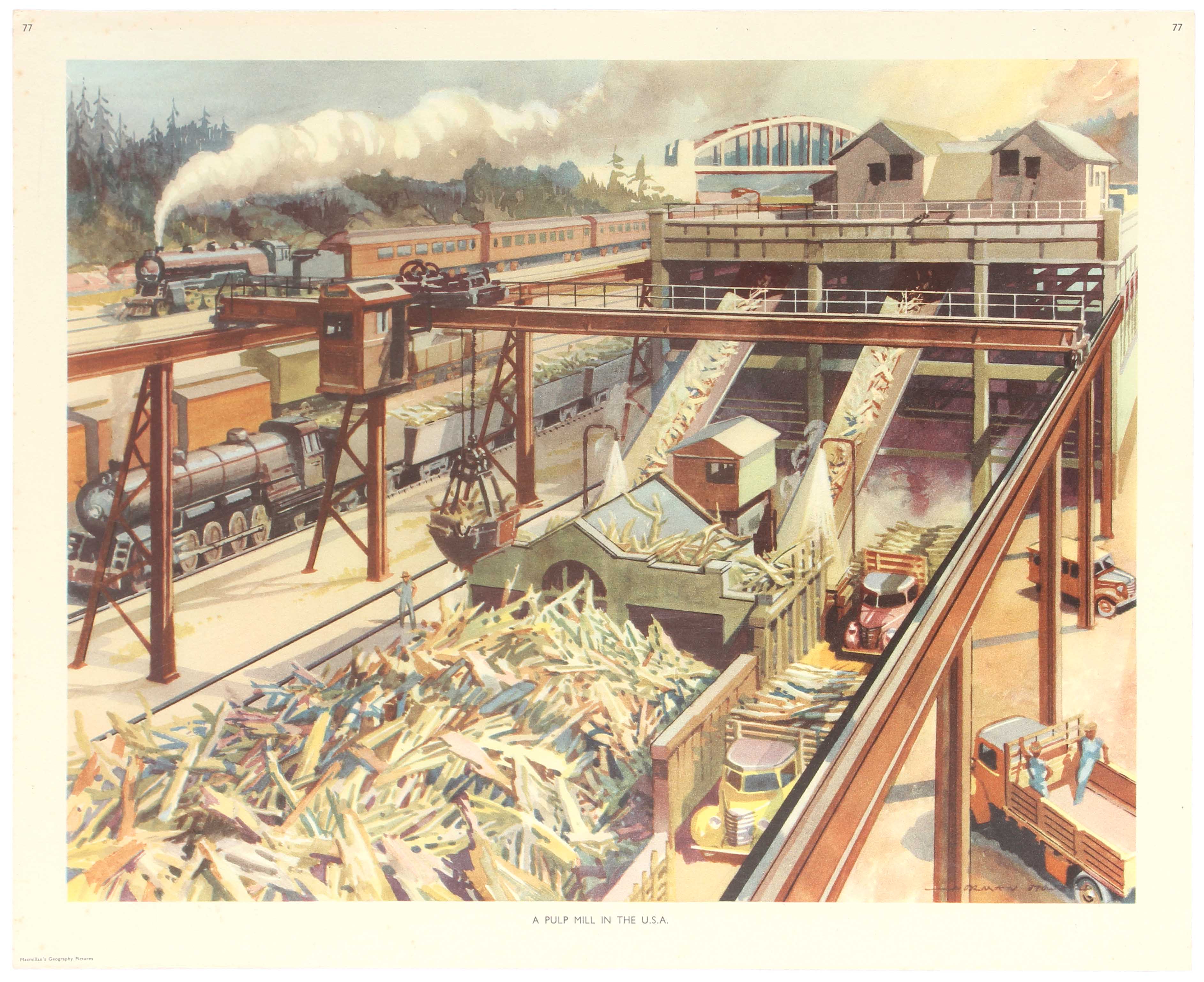 Travel Posters Pulp Mill USA School Education