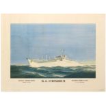 Travel Poster MS Stockholm Swedish American Line Shipping