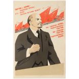 Propaganda Poster Lenin USSR Communist Party Soviet Union