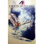 Sport Poster Crans Montana Valais Skiing Skier Switzerland