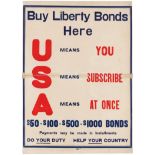 Propaganda Poster Subscribe Liberty Bonds WWI USA