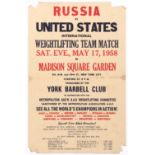 Sport Poster Weightlifting Match USSR USA 1958