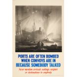 War Poster Bombed Ports Careless Talk WWII