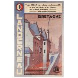 Travel Poster Art Deco Landerneau Brittany SNCF Railway France