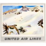 Sport Poster United Air Lines Squaw Valley Winter Olympics Skiing