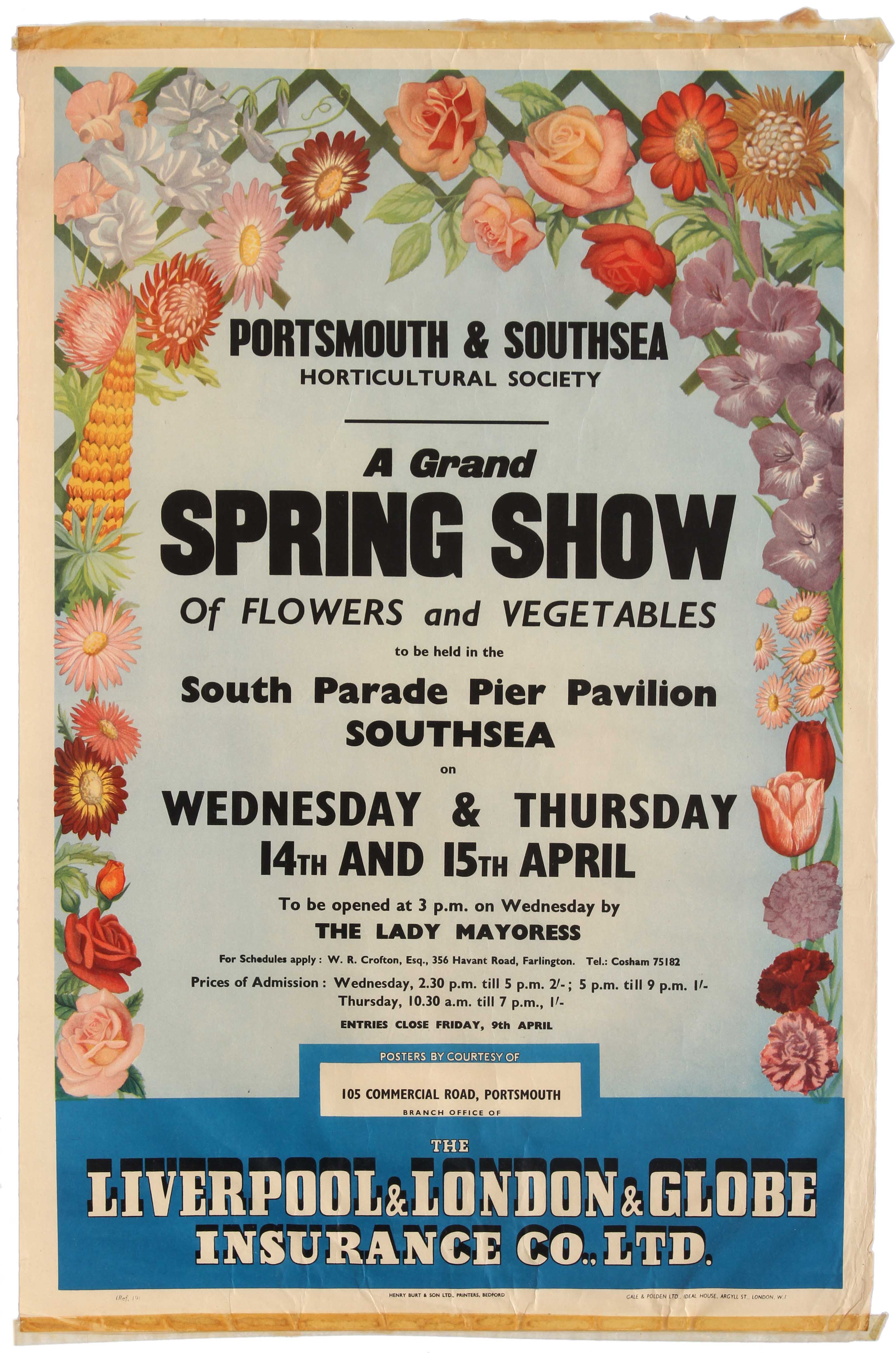 Advertising Poster Portsmouth Southsea Horticultural Society