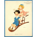 Advertising Poster Galeries Lafayette Sports d'Hiver Winter Sports Children Art Deco