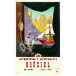 Travel Poster Sailing Tall Ship Model Fair Brussels Belgium